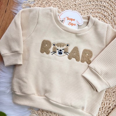 Conj. Casaco Tigrinho Roar e Calça de Moletom - Areia